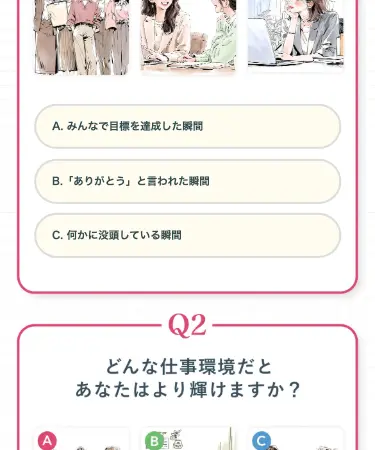 Q2「どんな仕事環境だとあなたはより輝けますか?」の質問