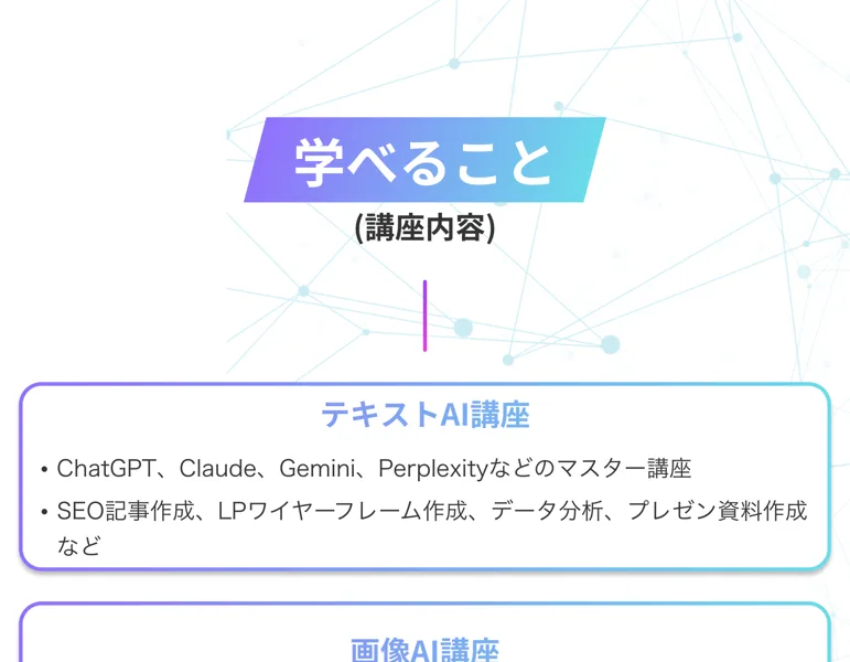 AIを使ってできるようになることを紹介するセクション