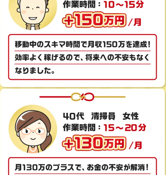スマホ副業で稼げたという利用者の声を紹介する毎日が給料日の広告