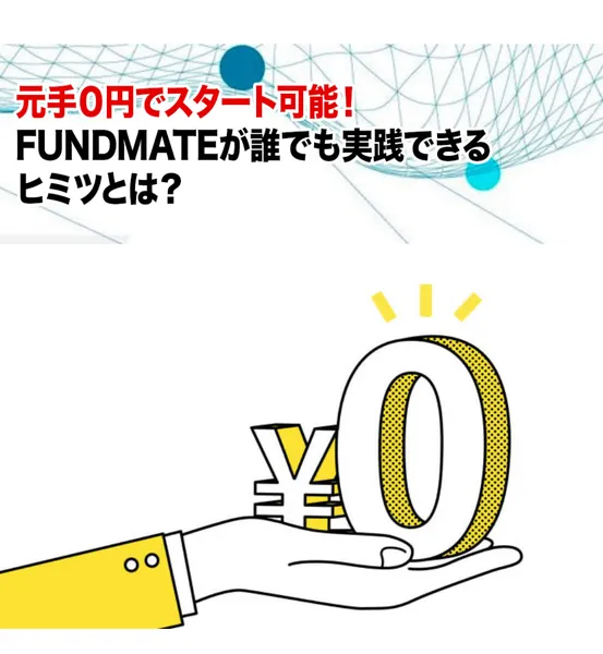 FUNDMATEの広告で元手0円の仕組みが説明されている