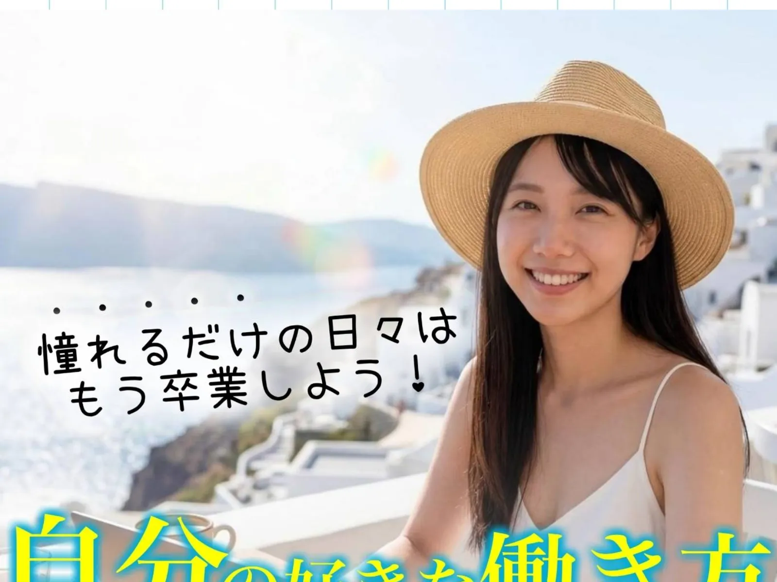 FX道場の広告に使われている女性の写真で「憧れるだけの日々はもう卒業しよう」と表示されている