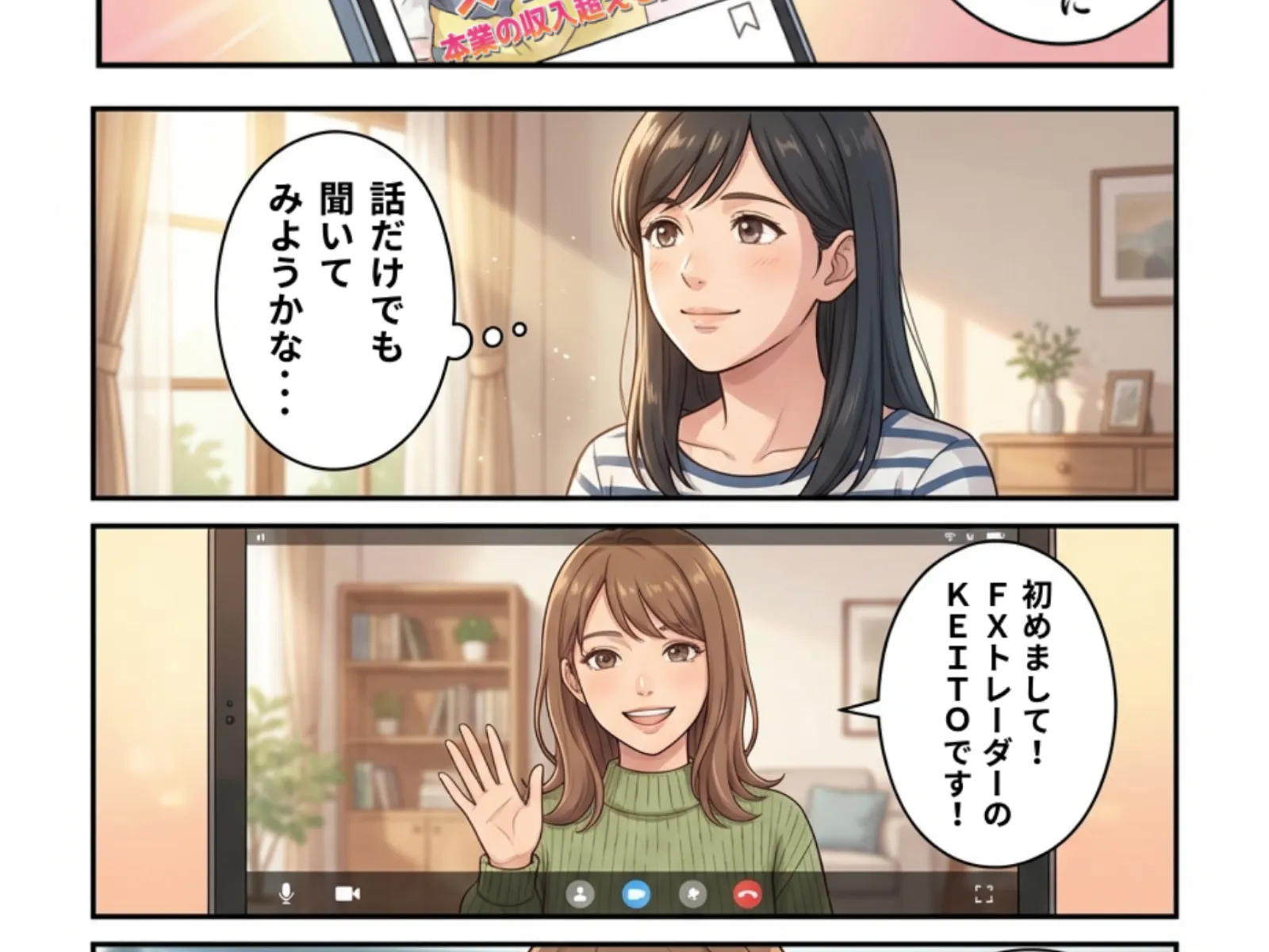スキマFXの漫画広告でKEITOが「正しいやり方を学べば初心者でも勝てるようになる」と説明している