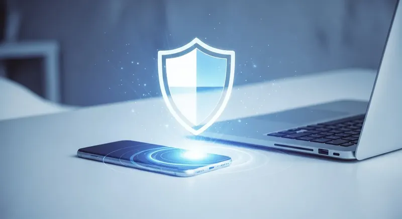 スマートフォンとノートパソコンが置かれたデスクのイメージ