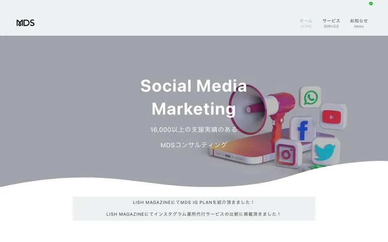 MDSの公式サイトの実績表示