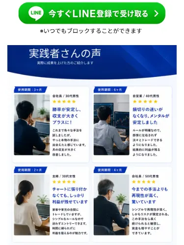 ノワールの実践者の声セクション。「会社員/30代男性」「自営業/40代男性」の声が掲載されている