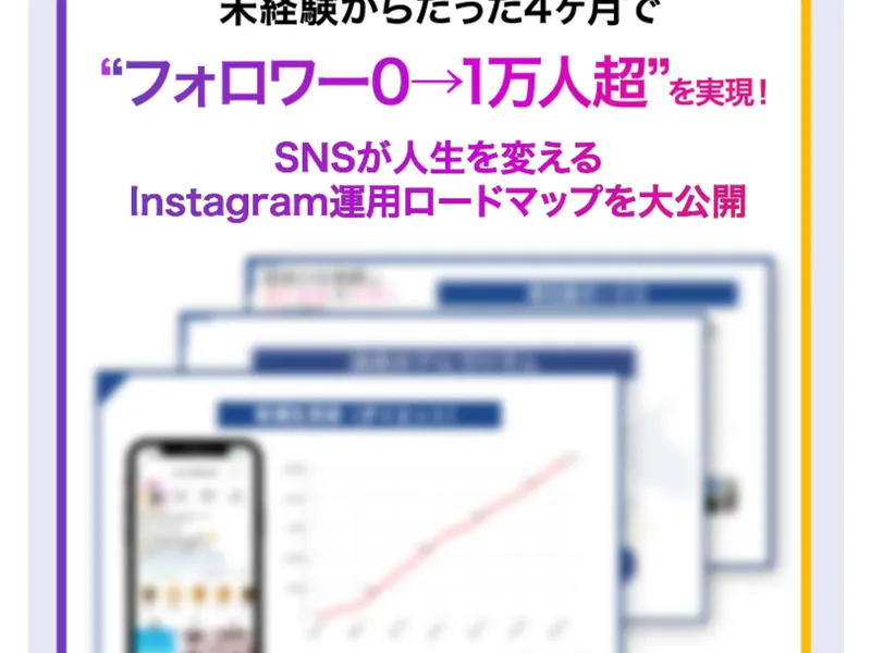 フォロワー0→1万人超を実現、Instagram運用ロードマップを大公開と謳う広告