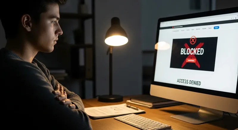 投資判断について慎重に考えている人のイメージ。パソコンの前で腕組みをしている様子