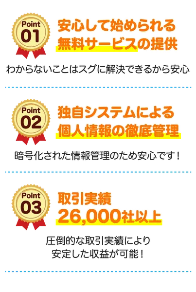安心して始められる無料サービスと謳う表示